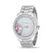 Betsey Johnson Mop Dial with Floating Charms Stone Bezel in Silver Case and Link Strap for Women