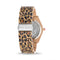 Betsey Johnson Glossy Brown Beige and Black Leopard Print Case and Link Strap Watch with Mop Dial with Gold Numbers for Women
