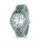 Betsey Johnson Glossy Green and Black Snake Print Case and Link Strap Watch with Mop Dial with Silver Numbers for Women