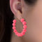 Lesa Michele Velvet Ball Post Clip Hoop Earrings