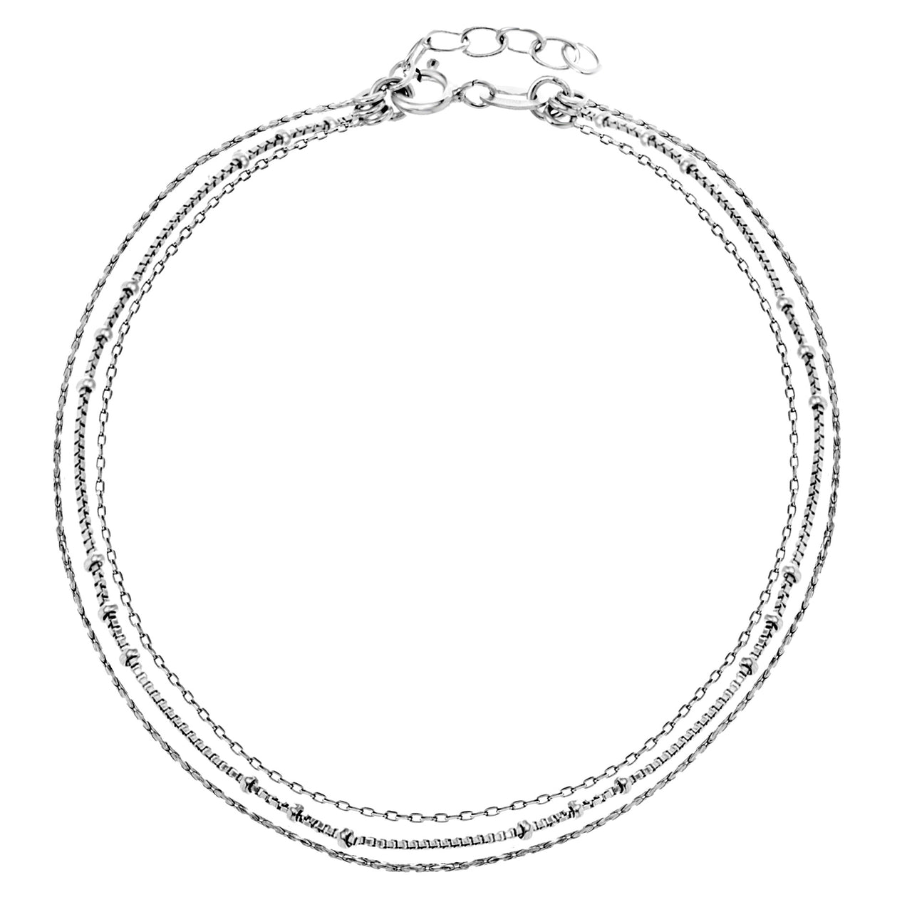 Lesa Michele Sterling Silver Triple Layered Anklet