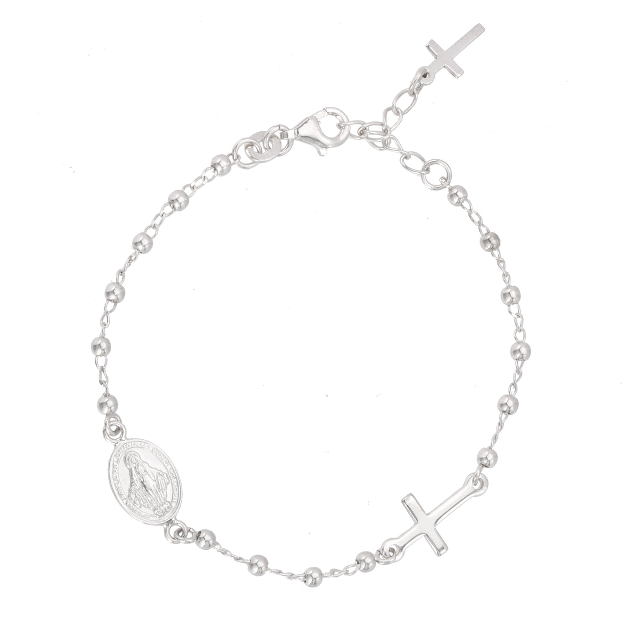 My Bible Cross Charm and Miraculous Medal Station Beaded Chain Bracelet