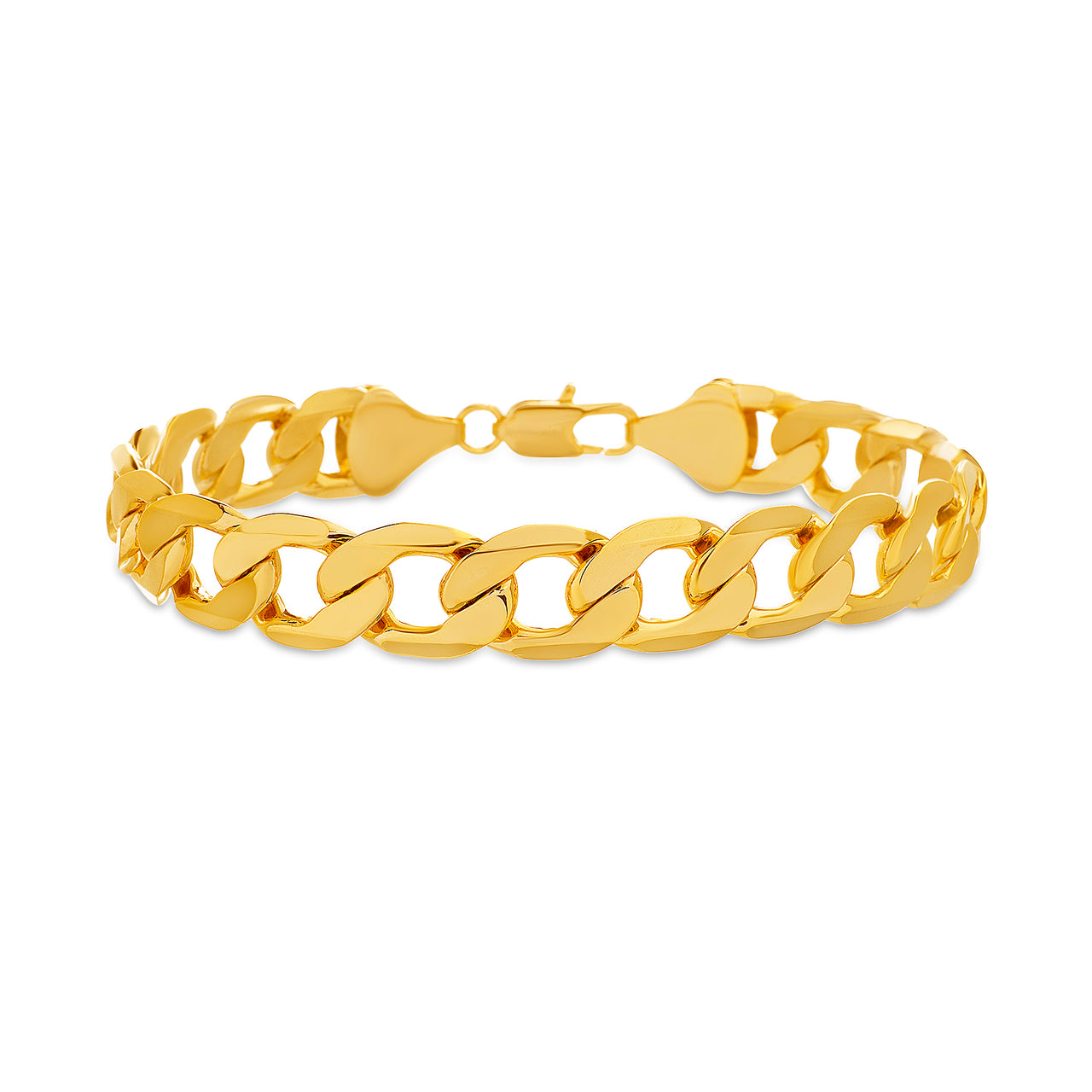 Structure 12mm Yellow Gold Plated Curb Chain 9.5" Bracelet