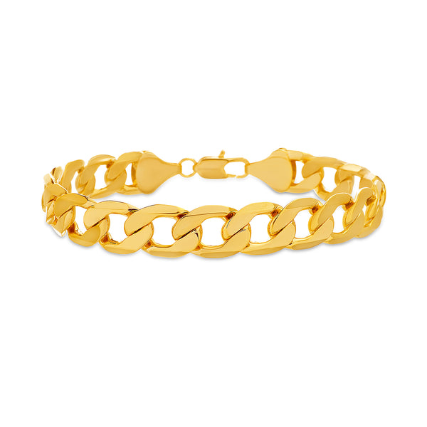 Structure 12mm Yellow Gold Plated Curb Chain 9.5" Bracelet