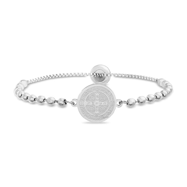 My Bible Stainless Steel Religious Medallion Beaded Bracelet