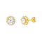 Lesa Michele 9MM Round Cubic Zirconia Halo Post Earrings in Yellow Gold or Rhodium Plated Sterling Silver
