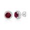 Lesa Michele Colored Crystal Halo Round Stud Earrings in Rhodium Plated Sterling Silver
