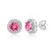 Lesa Michele Colored Crystal Halo Round Stud Earrings in Rhodium Plated Sterling Silver