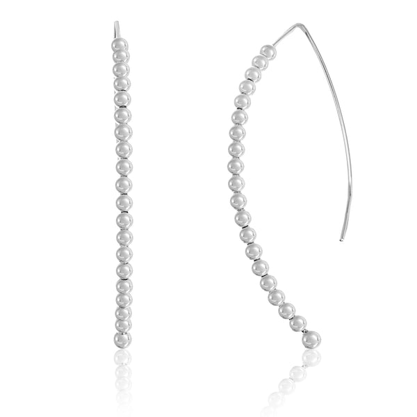 Lesa Michele Sterling Silver Beaded V Shaped Threader Earrings