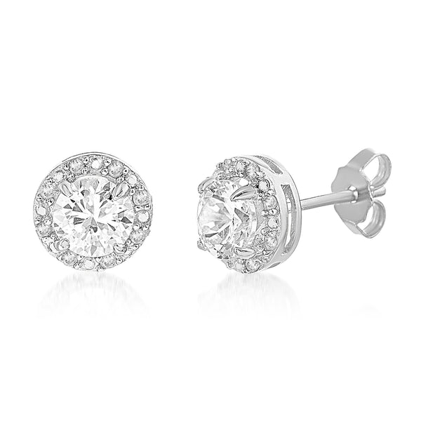 Lesa Michele Lesa Michele 1/10 Cttw Genuine Diamond & Lab Created White Sapphire Stud Earring in Sterling Silver