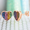 Lesa Michele Rainbow Cubic Zirconia Heart Stud Earrings in Rose Gold Plated Sterling Silver
