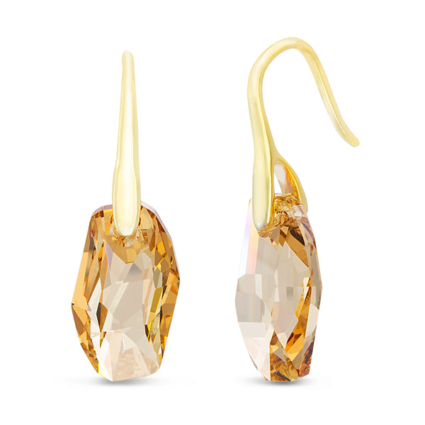 Lesa Michele Champagne Colored Crystal Drusy Design Drop Earrings