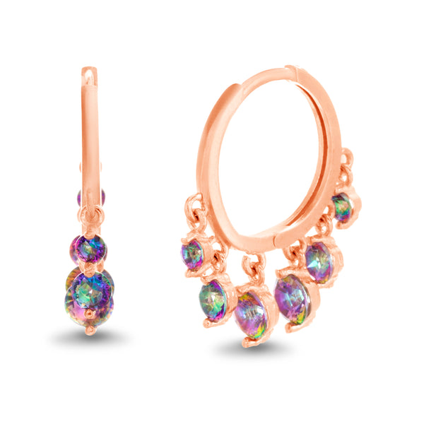 Lesa Michele Rose Gold Plated Sterling Silver Mystic Volcano Cubic Zirconia Hoop Earrings