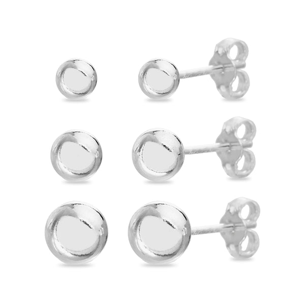 Lesa Michele Sterling Silver Ball Stud Earring 3 Pair Set