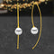 Lesa Michele Simulated Pearl Drop Threader Earrings