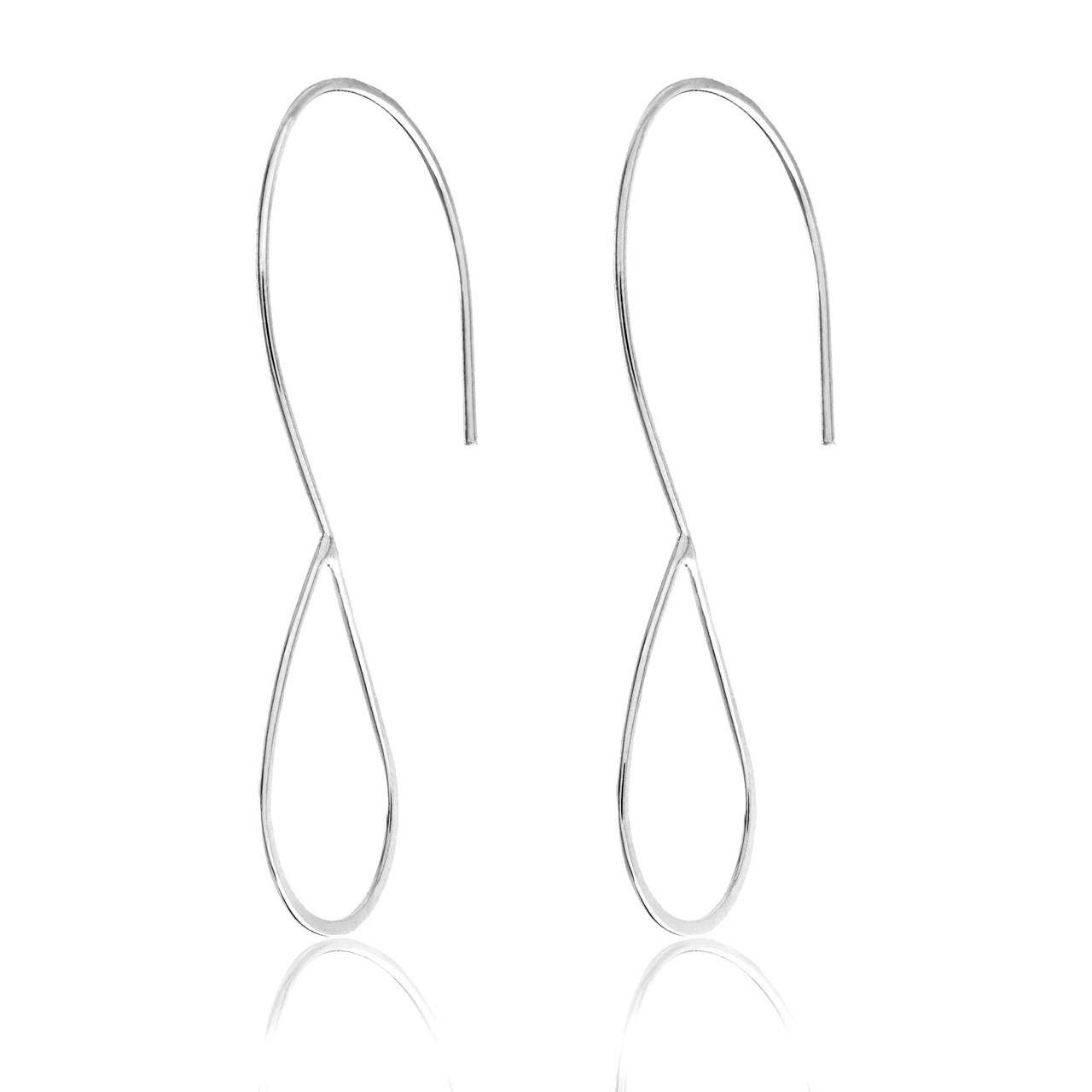 Lesa Michele Open Teardrop Thin Earrings in Rhodium Plated Brass
