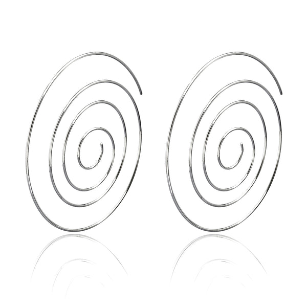 Willowbird Swirl Threader Earring in Rhodium Plated Brass