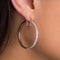 Lesa Michele 40mm Crystal Hoop Earrings in Rhodium Plated Brass