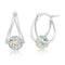 Lesa Michele Crystal Ball Split Hoop Earrings in Rhodium Plated Brass made with Swarovski Crystals