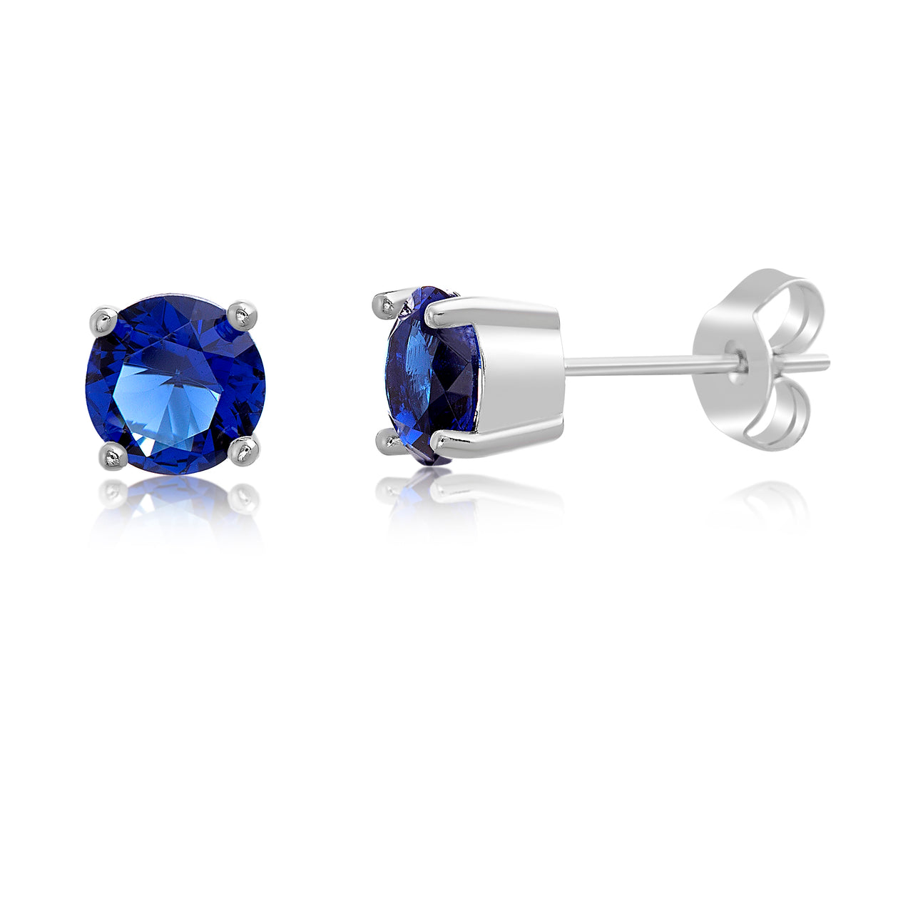 Lesa  Michele  Blue  Cubic  Zirconia  Stud  Earring  in  Brass