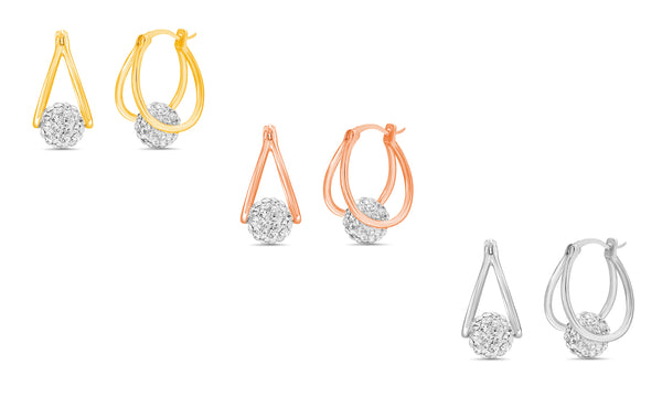 Lesa Michele Split Hoop Crystal Ball Earrings made with Swarovski Crystals