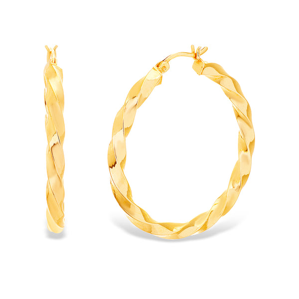 Aubrey Lee Yellow Gold Plated Twisted Hoop Earrings