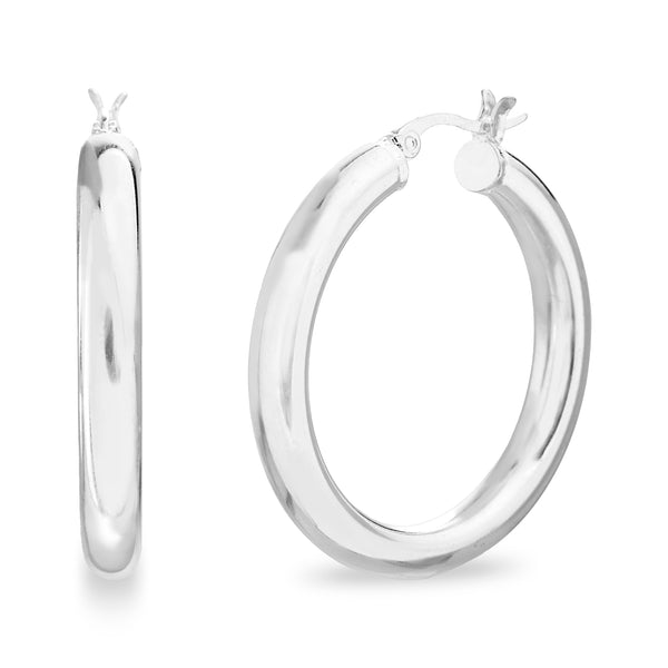 Lesa Michele High Polished 35mm Rounded Hoop Earrings