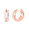 Lesa Michele Stainless Steel Polished Crystal Huggie Hoop Earrings