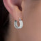 Lesa Michele Polished Crystal Wide Huggie Earrings in Stainless Steel