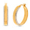 Lesa Michele Polished Crystal Border Hoop Earrings in Yellow Gold IP Stainless Steel