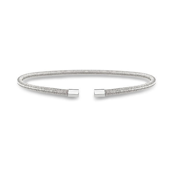 Lesa Michele Open Cuff Bangle Bracelet in Rhodium Plated Sterling Silver