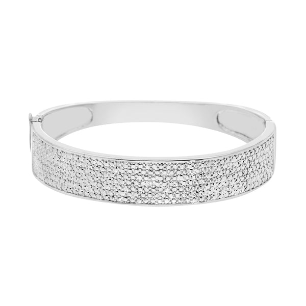 Lumineux Genuine Diamond Bangle in Rhodium Plated Brass