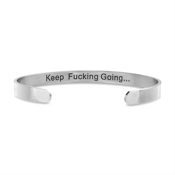 Aubrey Lee Stainless Steel F Inspirational Cuff Bangle Bracelets