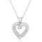 Lesa Michele Cubic Zirconia Baguette Heart Necklace for Women in Rhodium Plated Sterling Silver