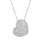 Lesa Michele Cubic Zirconia Pave Heart Necklace in Rhodium Plated Sterling Silver