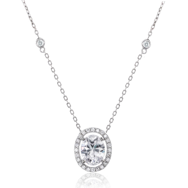 Lesa Michele Cubic Zirconia Station Pendant Necklace in Sterling Silver