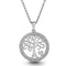 Lumineux 1/10 Cttw Diamond Family Tree Heart Circle Necklace Sterling Silver