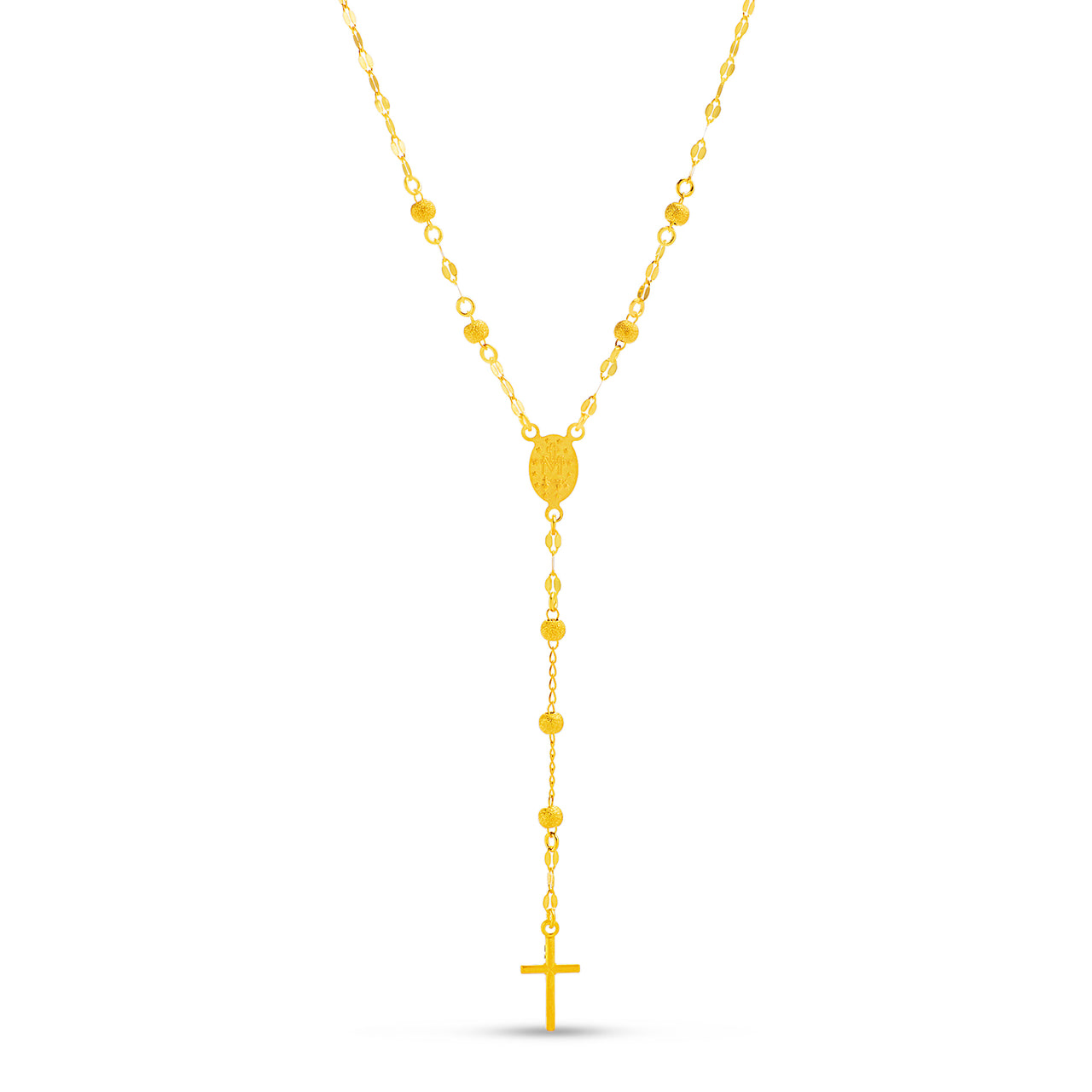 My Bible 18K Gold Plated Sterling Silver Y Cross Drop Rosary Necklace