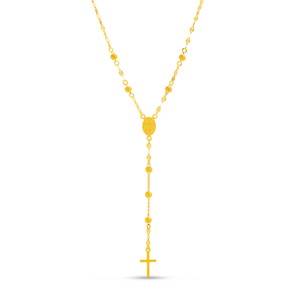 My Bible 18K Gold Plated Sterling Silver Y Cross Drop Rosary Necklace