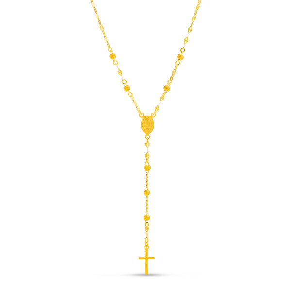 My Bible 18K Gold Plated Sterling Silver Y Cross Drop Rosary Necklace