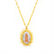 My Bible Virgin Mary with Floral Border Pendant Necklace in Yellow Gold Plated Sterling Silver