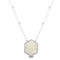 Sterling Silver Cubic Zirconia Mother of Pearl Religious Hexagon Pendant Necklace