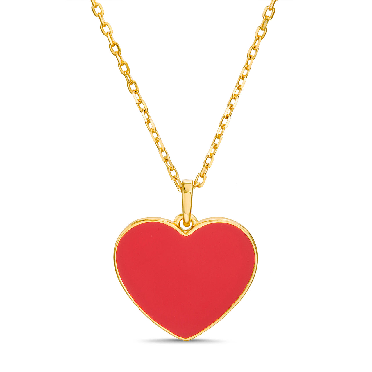 Lesa Michele Yellow Gold Plated Sterling Silver Red Enamel Heart Necklace