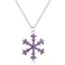 Aubrey Lee Cubic Zirconia Snowflake Pendant Necklace in Rhodium Plated Brass