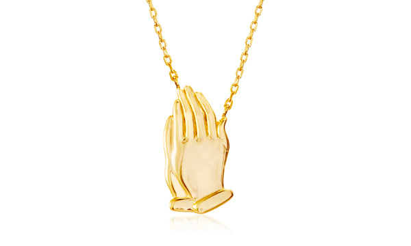 My Bible Gold Plated Brass Praying Hands Jerusalem Nano Bible Pendant Necklace