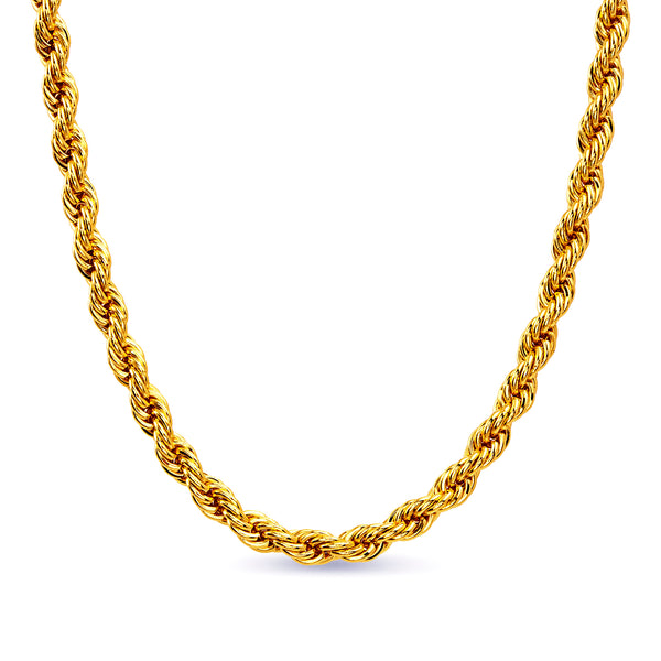 Structure 20" Diamond Cut Rope Chain Necklace in Yellow Gold Plated Brass
