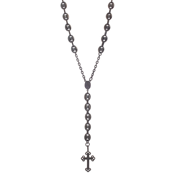 My Bible Black IP Plated Stainless Steel Rosary Necklace