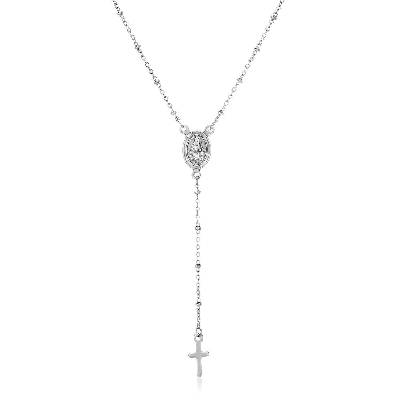 My Bible Stainless Steel Rosary Necklace with 1.5mm Beads