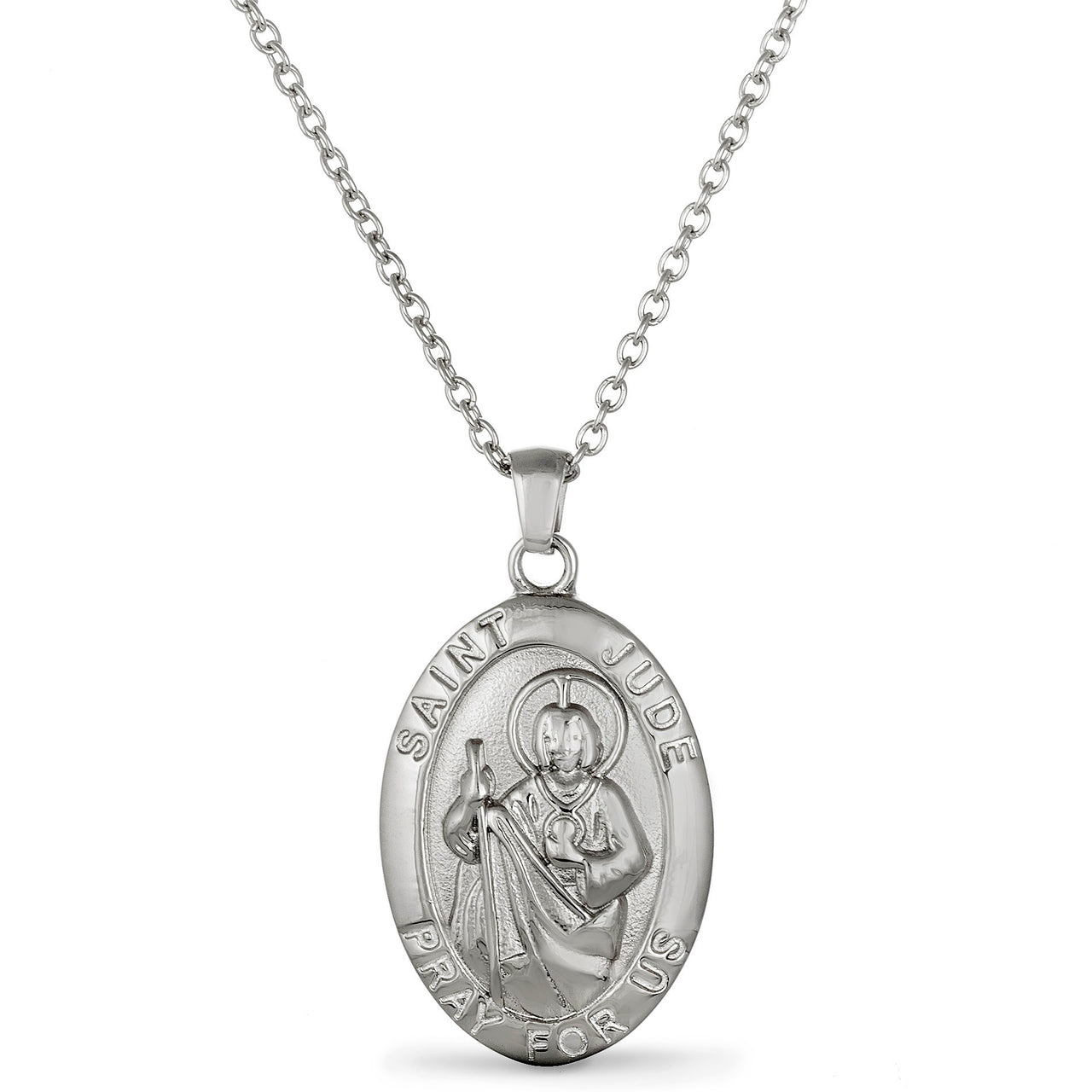 My Bible Stainless Steel Saint Jude Medallion Necklace