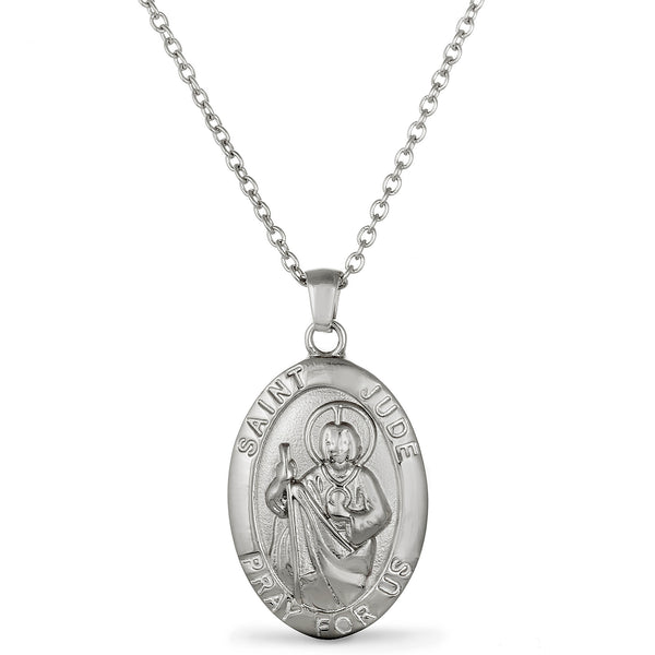 My Bible Stainless Steel Saint Jude Medallion Necklace